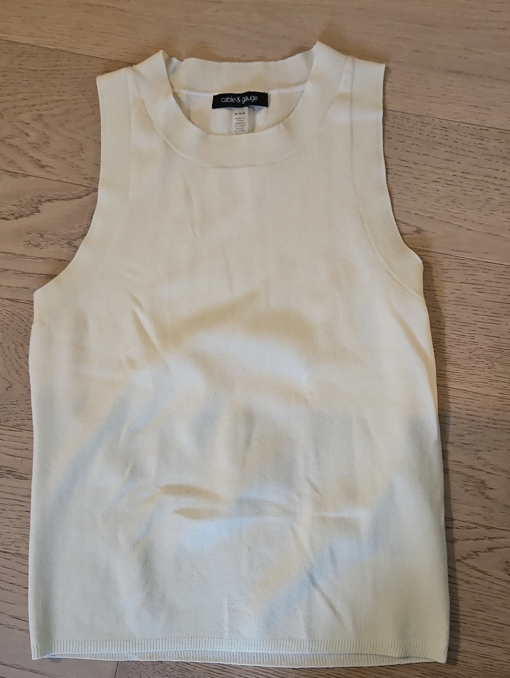 Cable & Gauge Ladies' Cream Ribbed Tank Top